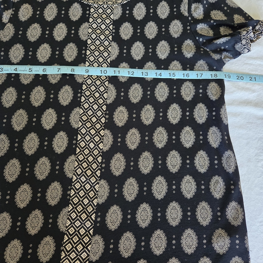 J. Crew Black and Cream Patterned Blouse - Picture 5 of 6